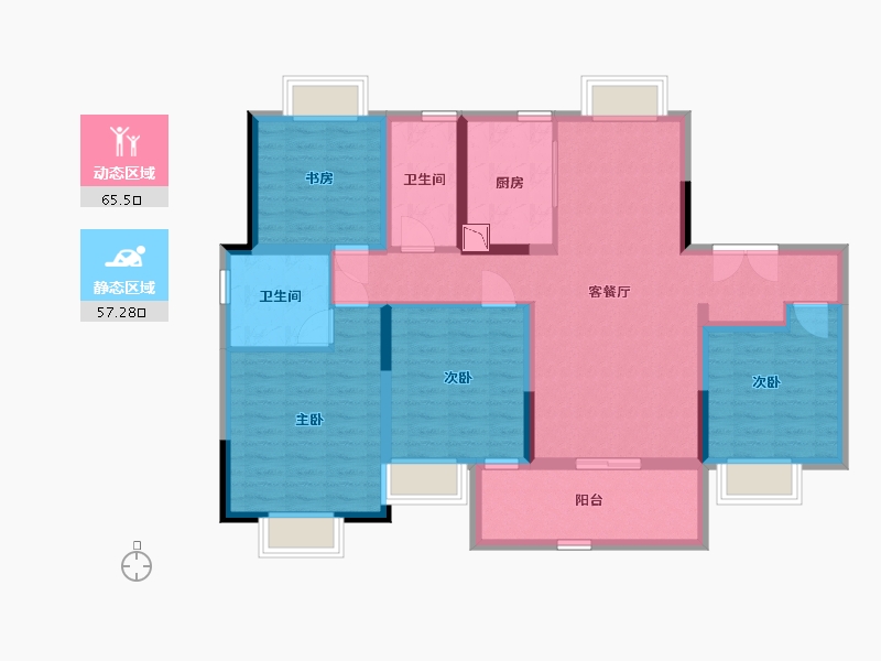 江苏省-南通市-江海都会-109.00-户型库-动静分区