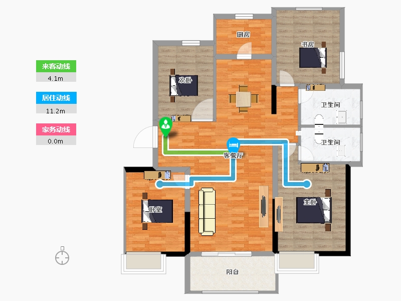 江苏省-扬州市-万江北山园·北公馆-112.01-户型库-动静线