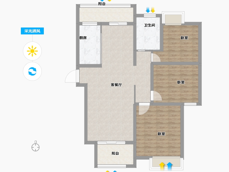 江苏省-泰州市-久源尚郡-92.00-户型库-采光通风