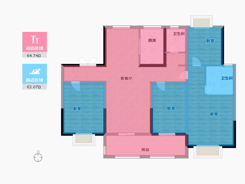 江苏省-扬州市-一观园-114.00-户型库-动静分区