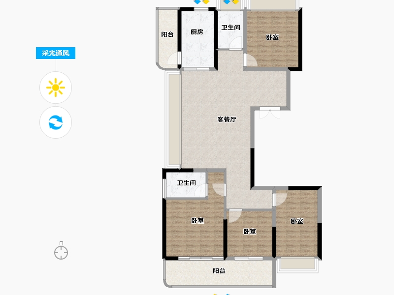 江苏省-常州市-燕湖壹號-133.18-户型库-采光通风