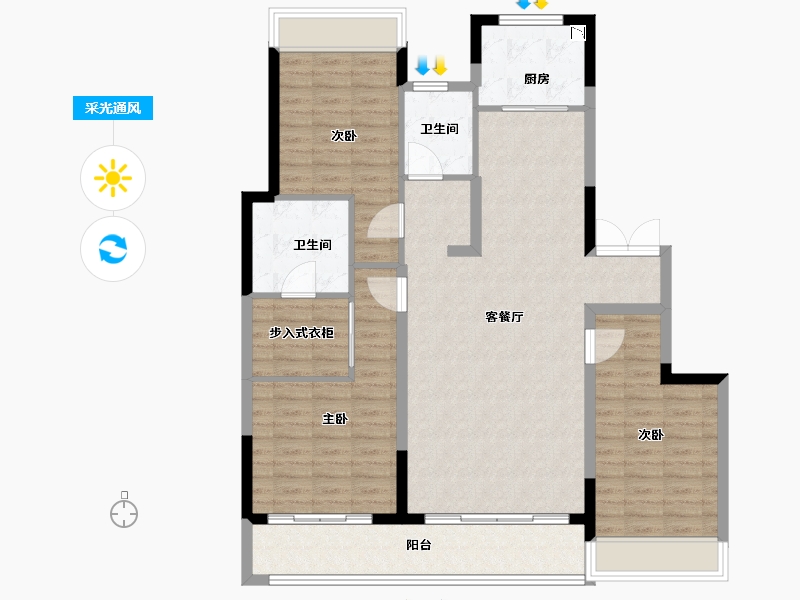 江苏省-徐州市-蓝城蘭园-114.00-户型库-采光通风