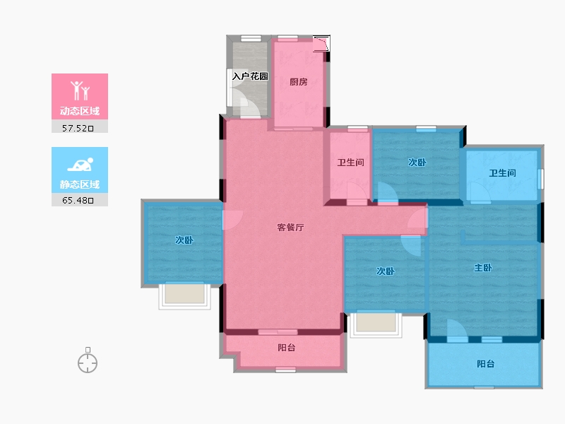 江苏省-南通市-恒大世纪海岸-114.60-户型库-动静分区