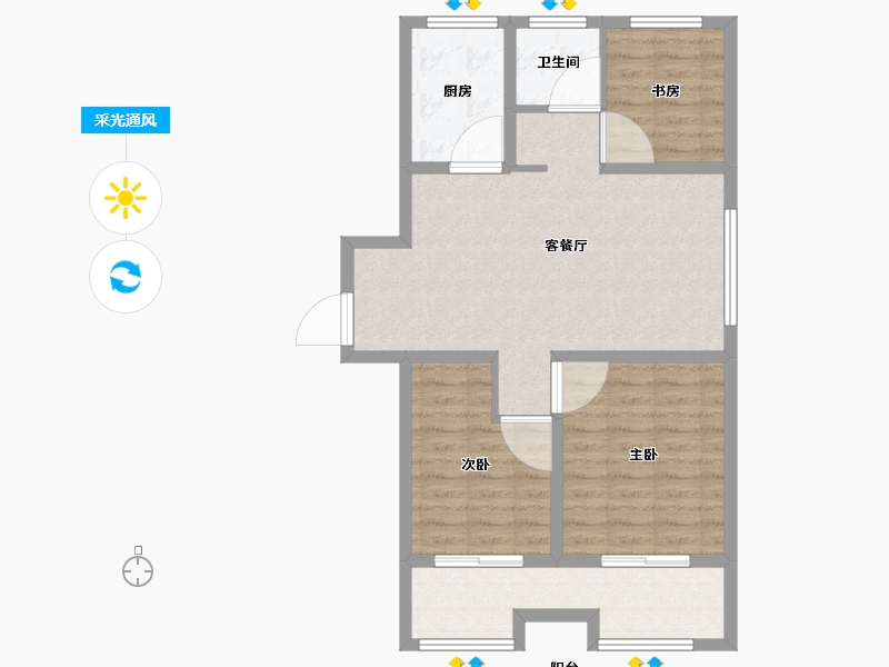 江苏省-徐州市-上水璟园-77.99-户型库-采光通风