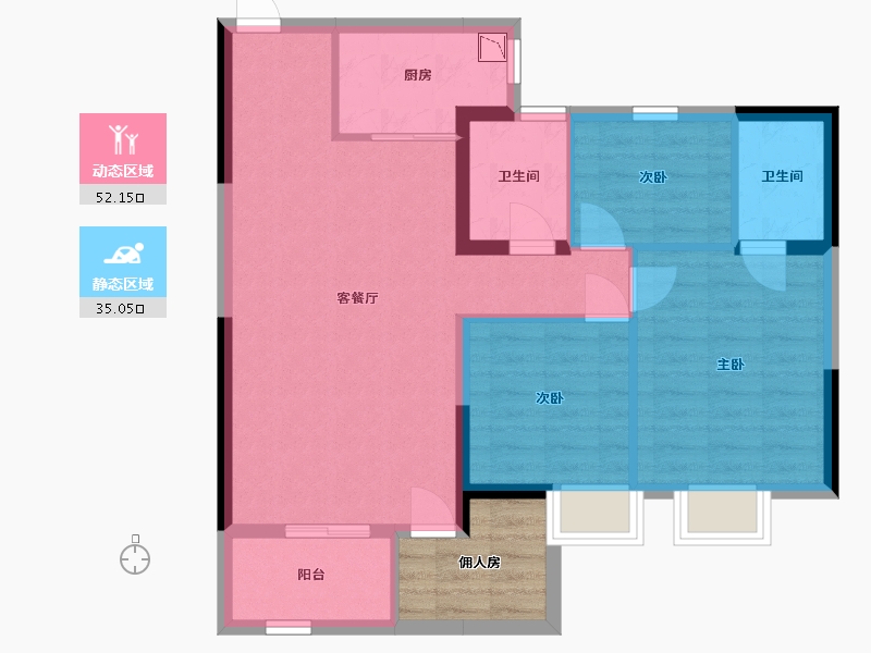 青海省-西宁市-西矿世席白鹭洲-83.21-户型库-动静分区