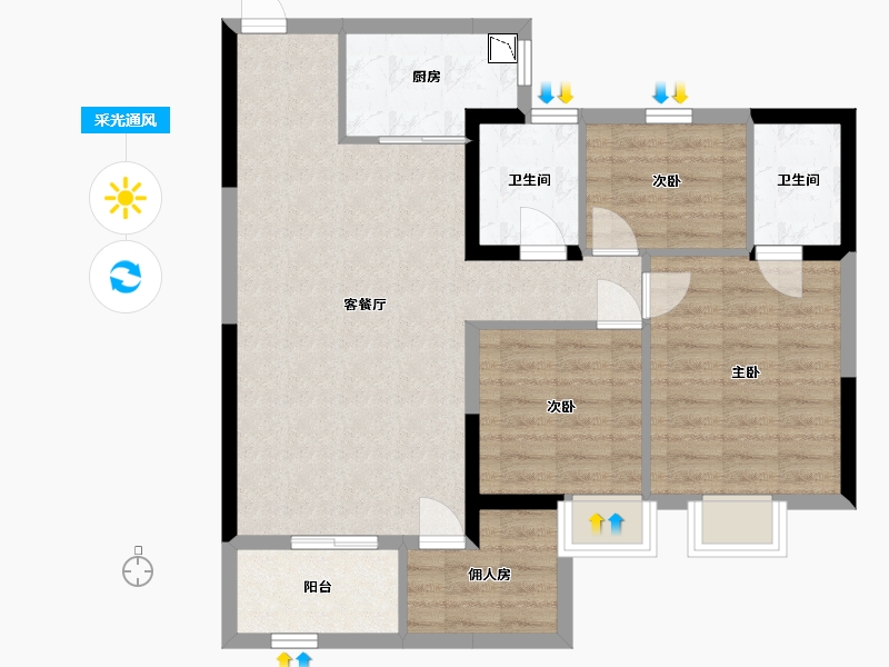 青海省-西宁市-西矿世席白鹭洲-83.21-户型库-采光通风