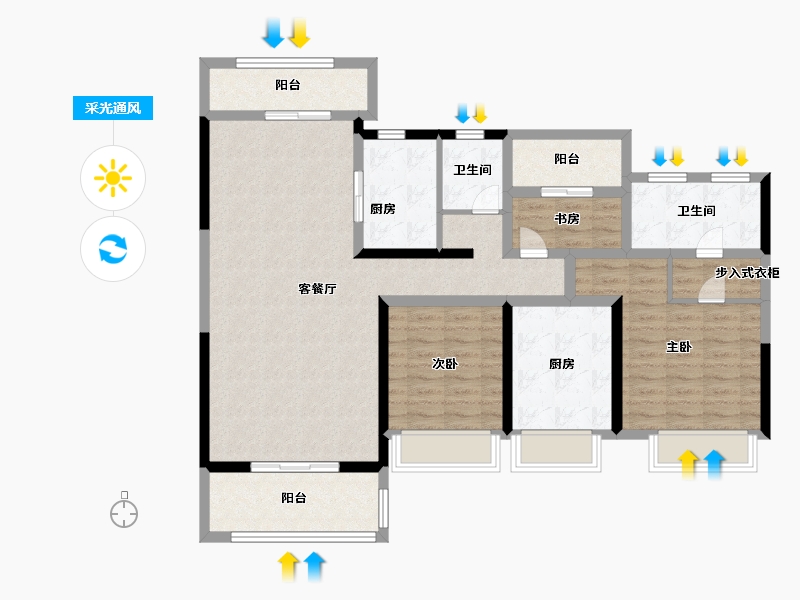 江苏省-扬州市-扬州万达广场-112.00-户型库-采光通风