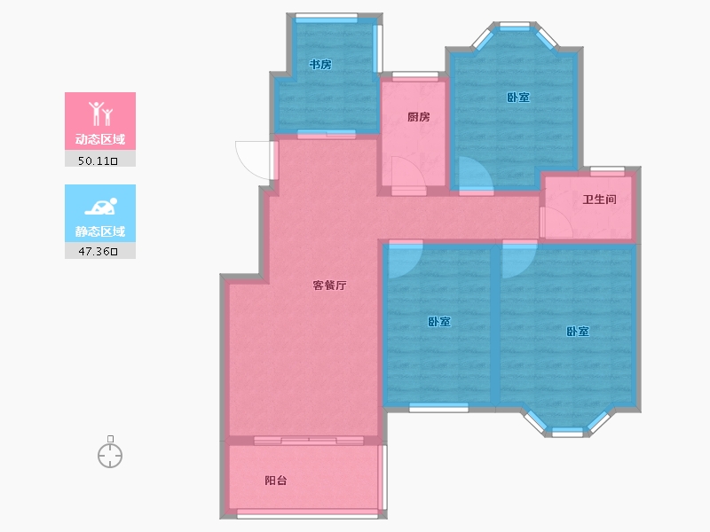 江苏省-扬州市-蜀冈金地-86.57-户型库-动静分区