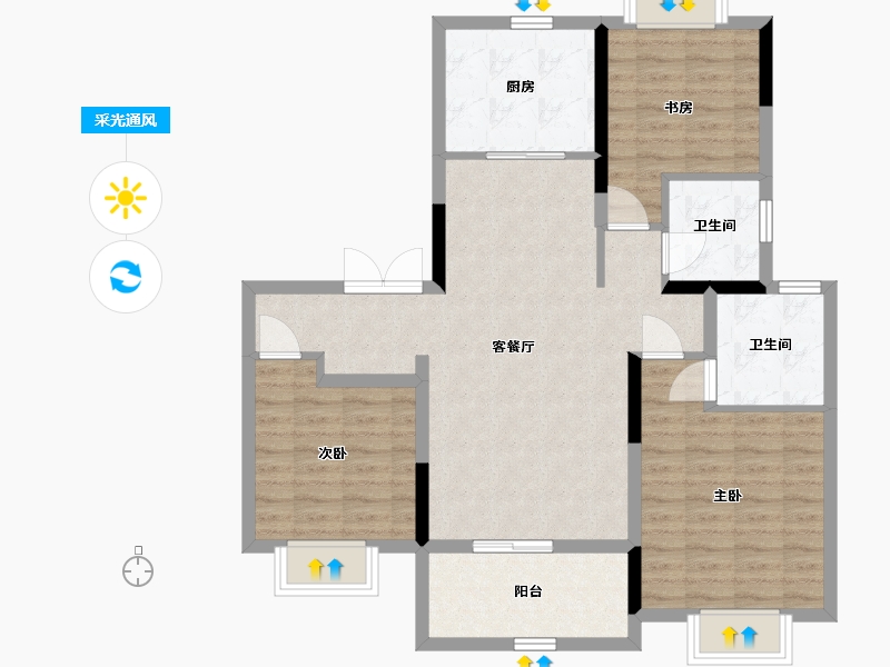 江苏省-南通市-江海都会-93.00-户型库-采光通风