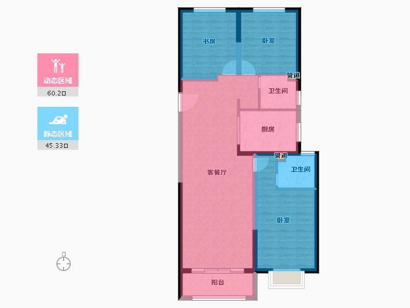 陕西省-西安市-富力开远城-95.42-户型库-动静分区