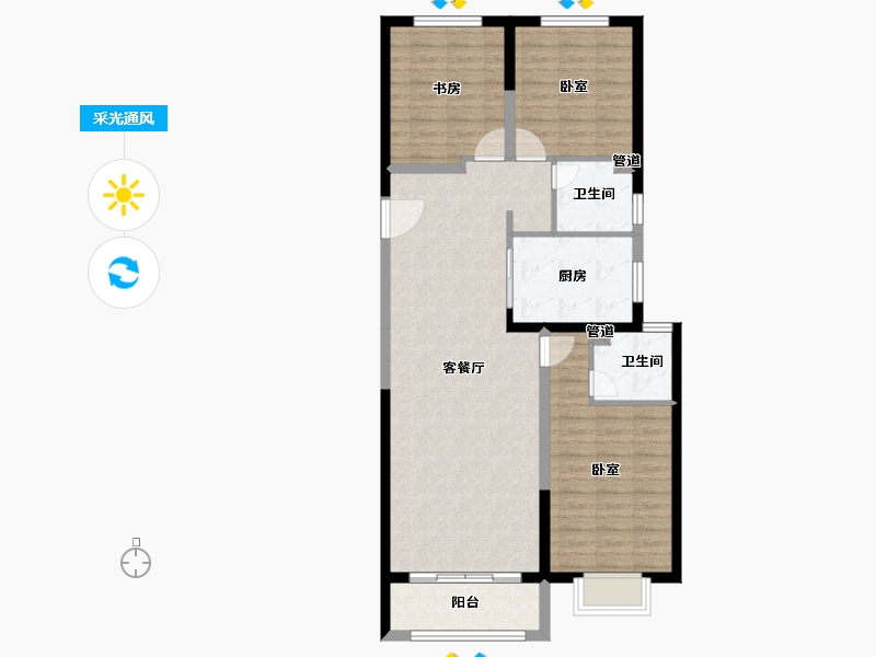 陕西省-西安市-富力开远城-95.42-户型库-采光通风