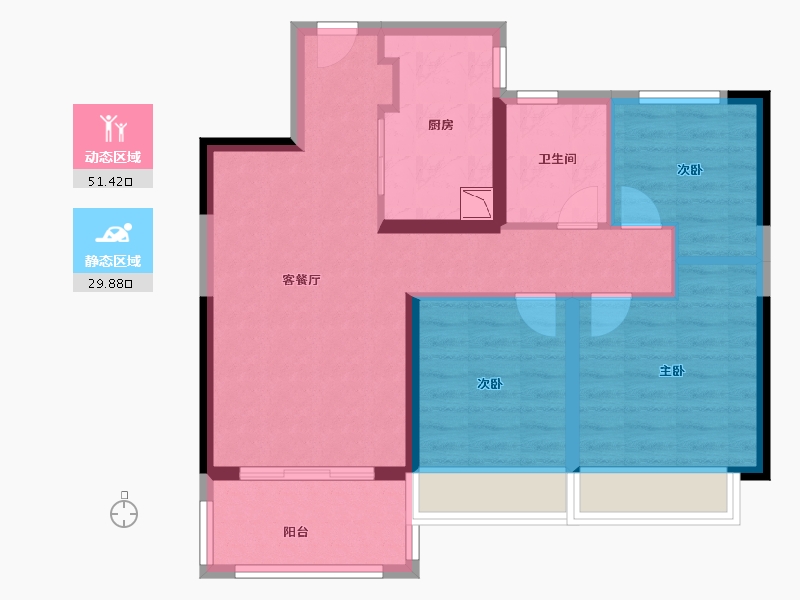 江苏省-徐州市-融创玉兰公馆（住宅）-72.00-户型库-动静分区