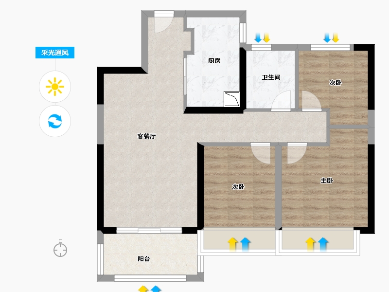 江苏省-徐州市-融创玉兰公馆（住宅）-72.00-户型库-采光通风