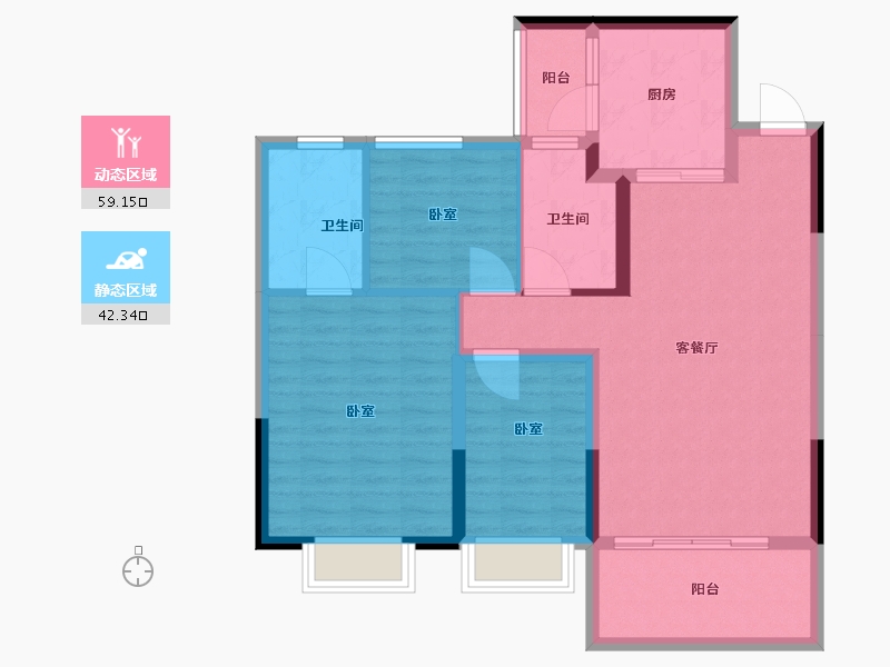 江苏省-扬州市-恒大观澜府-91.00-户型库-动静分区