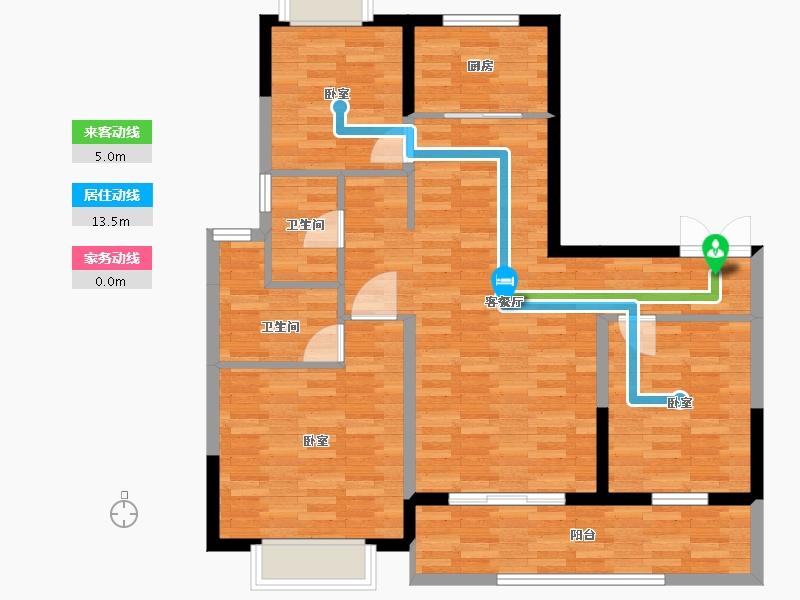 江苏省-扬州市-一观园-98.00-户型库-动静线