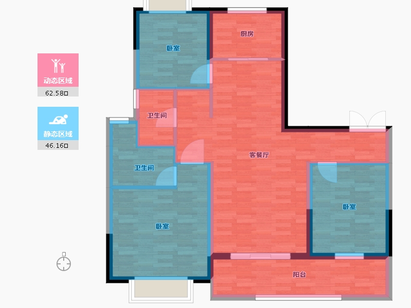 江苏省-扬州市-一观园-98.00-户型库-动静分区