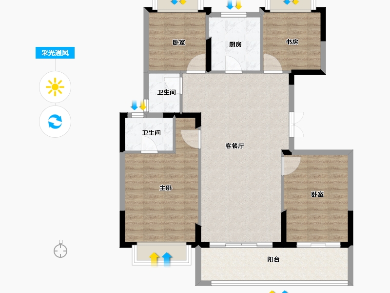 江苏省-扬州市-华建正茂府-103.12-户型库-采光通风