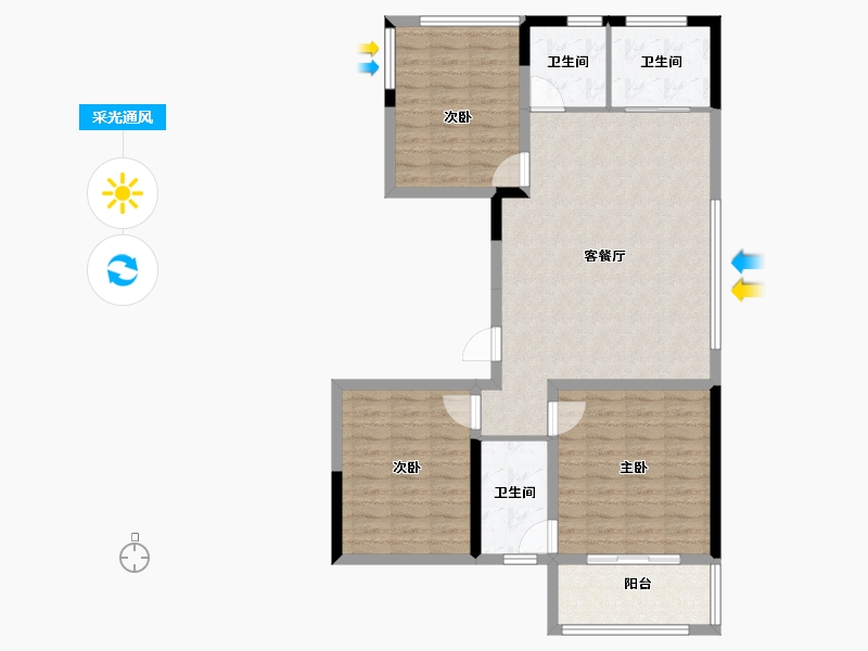 浙江省-台州市-中梁首府壹号-94.00-户型库-采光通风