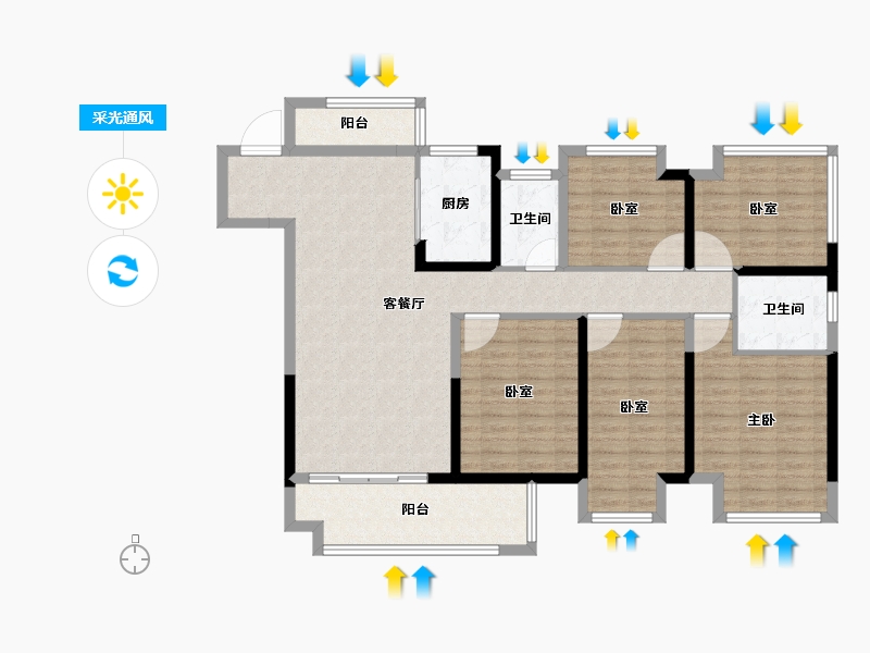 广西壮族自治区-玉林市-云天公园里-125.12-户型库-采光通风