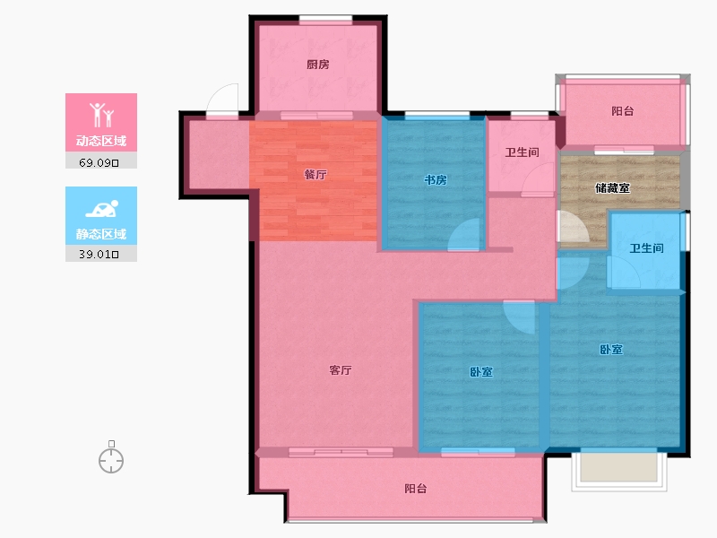 江苏省-盐城市-观棠府-102.63-户型库-动静分区