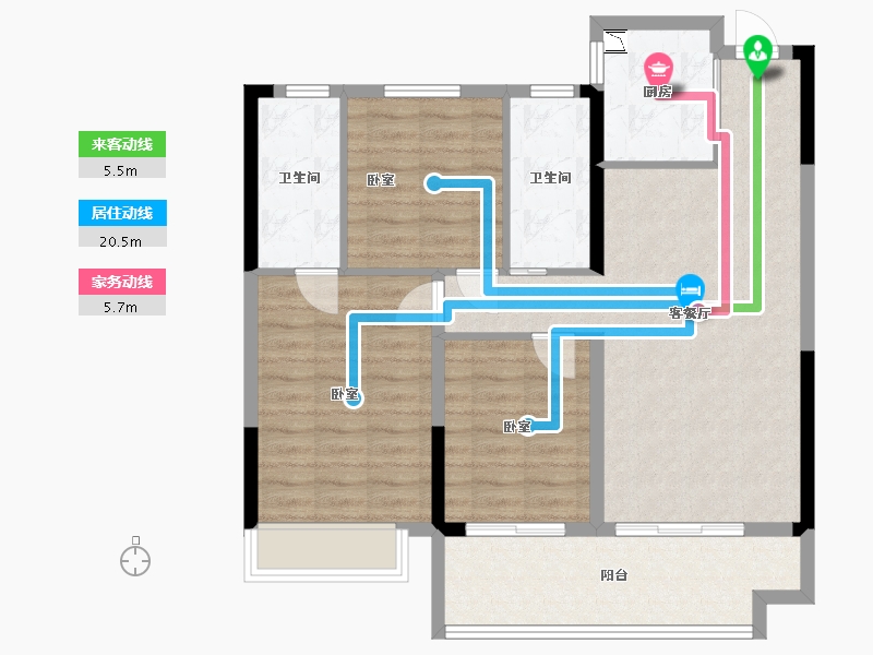 安徽省-宿州市-恒泰悦熙台-90.81-户型库-动静线