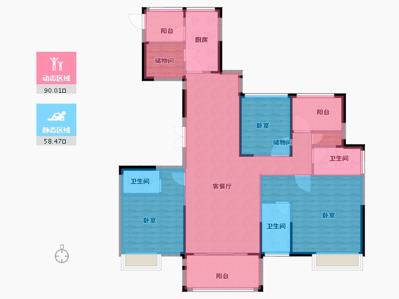 江苏省-苏州市-佳兆业悦峰-136.00-户型库-动静分区