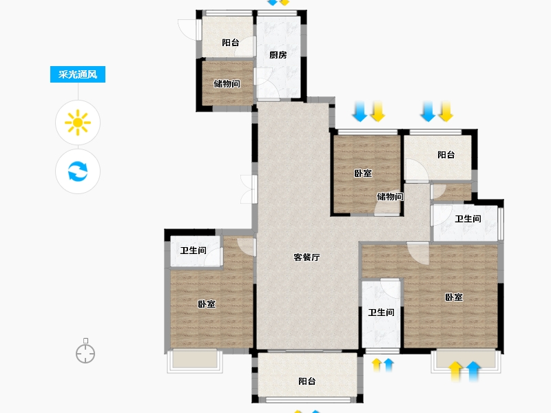 江苏省-苏州市-佳兆业悦峰-136.00-户型库-采光通风