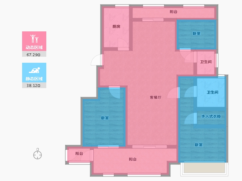 江苏省-苏州市-花漫四季花园-92.13-户型库-动静分区