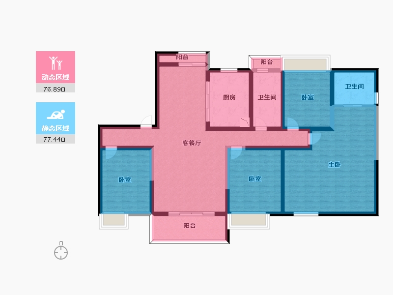 江苏省-无锡市-银城尚锦城-137.05-户型库-动静分区