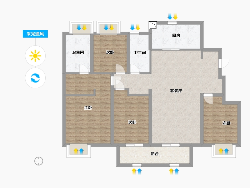 江苏省-南通市-金地繁茂里-106.00-户型库-采光通风