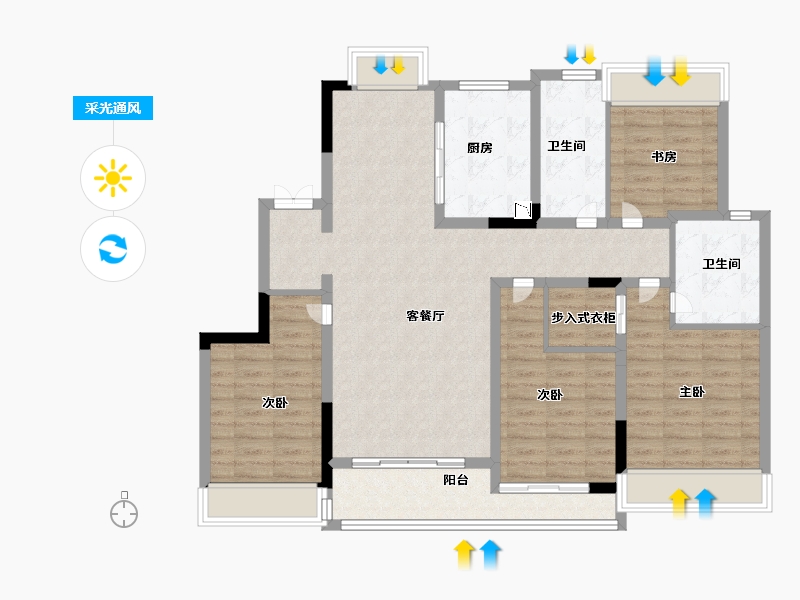 江苏省-徐州市-蓝城蘭园-113.97-户型库-采光通风