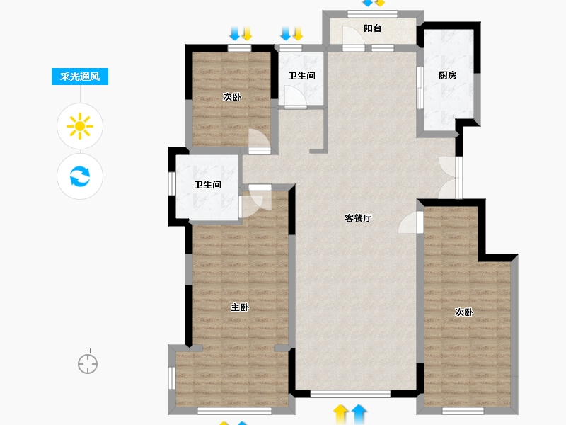 青海省-西宁市-中房萨尔斯堡-125.75-户型库-采光通风