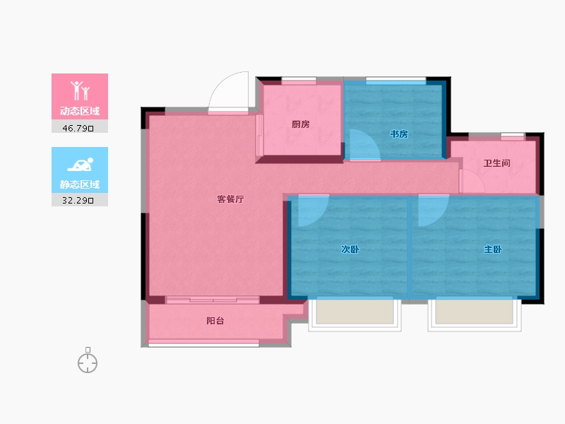 江苏省-南京市-江畔都会上城-71.00-户型库-动静分区