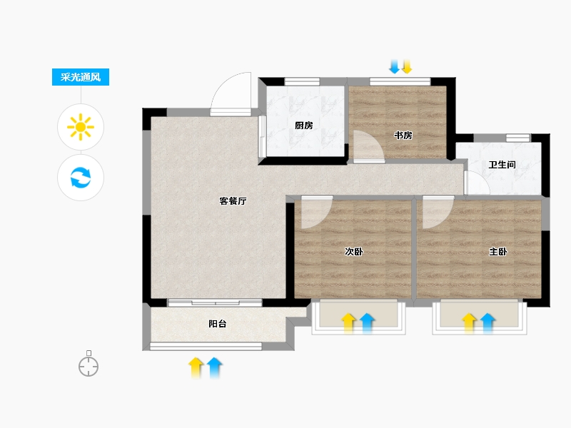 江苏省-南京市-江畔都会上城-71.00-户型库-采光通风