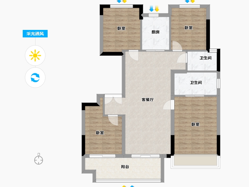 安徽省-宿州市-恒泰悦熙台-95.00-户型库-采光通风