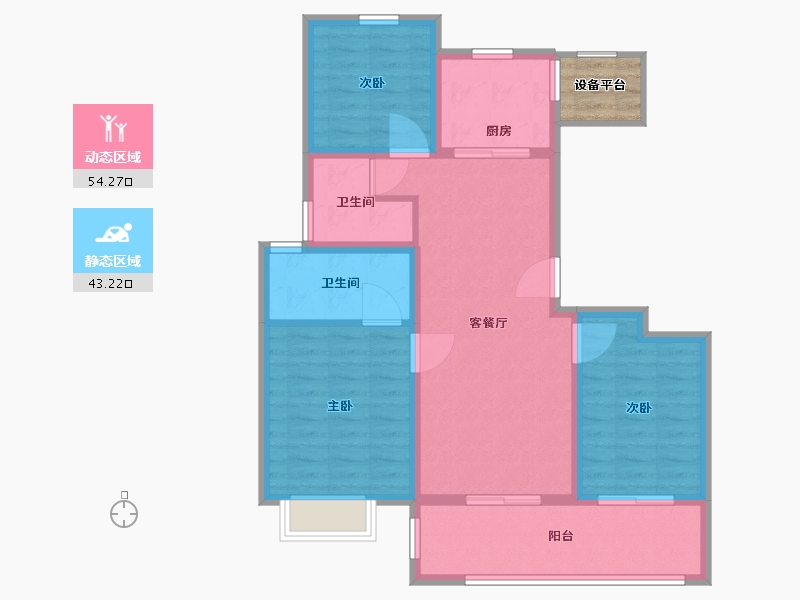 江苏省-南通市-仁恒公园世纪-90.01-户型库-动静分区