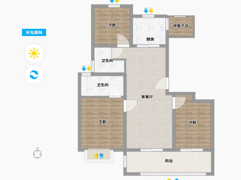 江苏省-南通市-仁恒公园世纪-90.01-户型库-采光通风