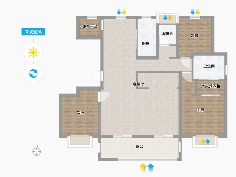 江苏省-南通市-仁恒公园世纪-125.01-户型库-采光通风