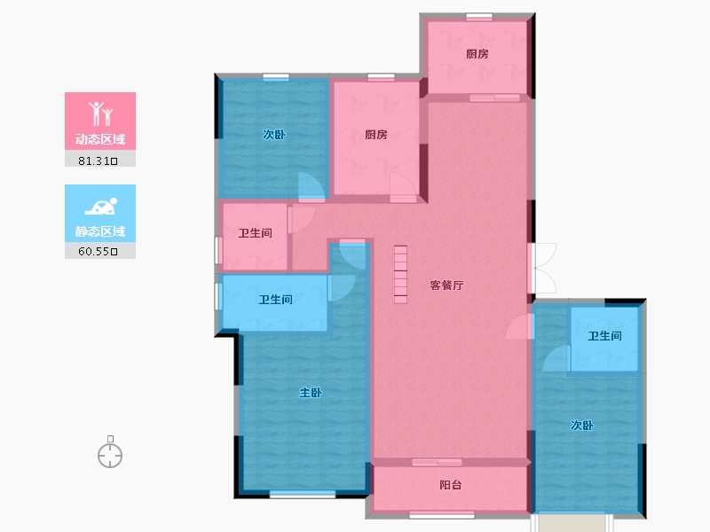 陕西省-西安市-中铁琉森水岸-127.37-户型库-动静分区