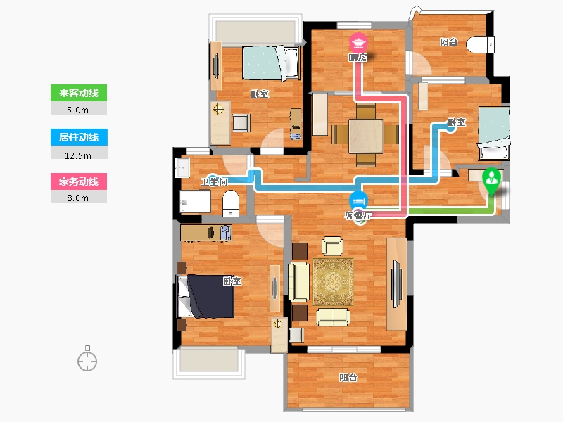 江苏省-南京市-碧桂园城市花园-91.00-户型库-动静线