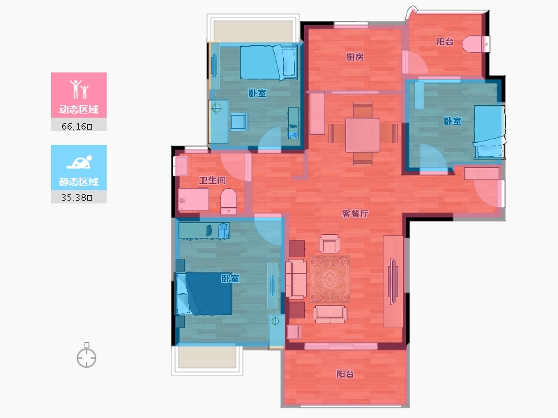 江苏省-南京市-碧桂园城市花园-91.00-户型库-动静分区