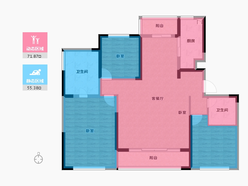 江苏省-苏州市-仁恒运河时代-114.01-户型库-动静分区