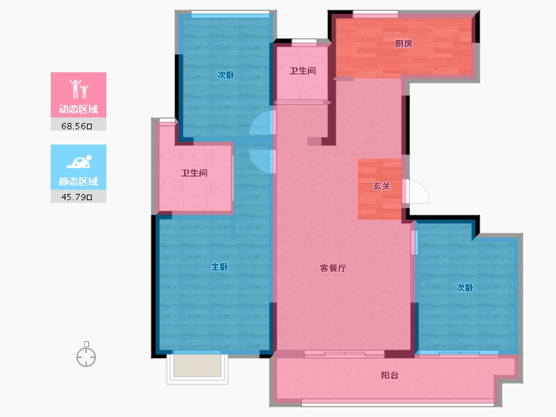 江苏省-苏州市-张家港中旅名门府-102.18-户型库-动静分区