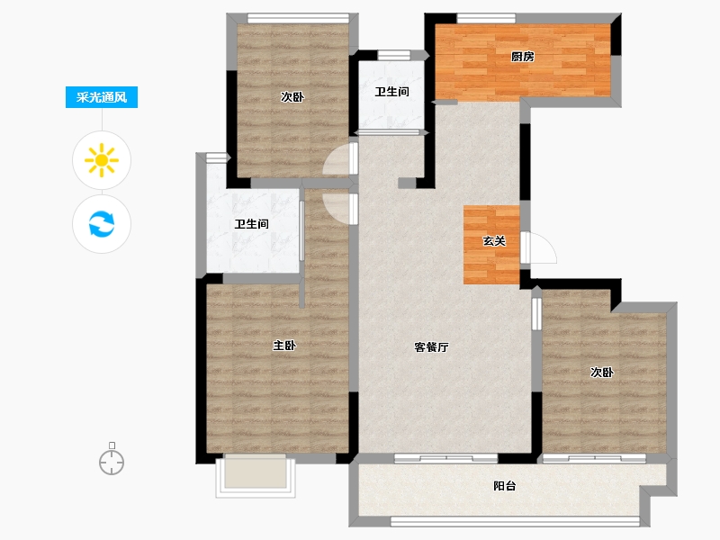 江苏省-苏州市-张家港中旅名门府-102.18-户型库-采光通风