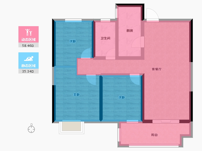 江苏省-盐城市-中梁通达国宾府-83.00-户型库-动静分区