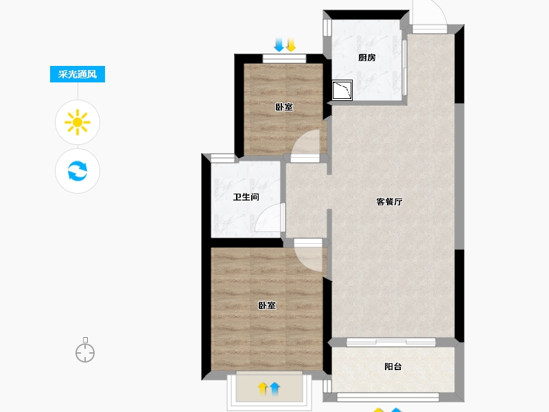 广西壮族自治区-贺州市-南宁恒大城-55.78-户型库-采光通风