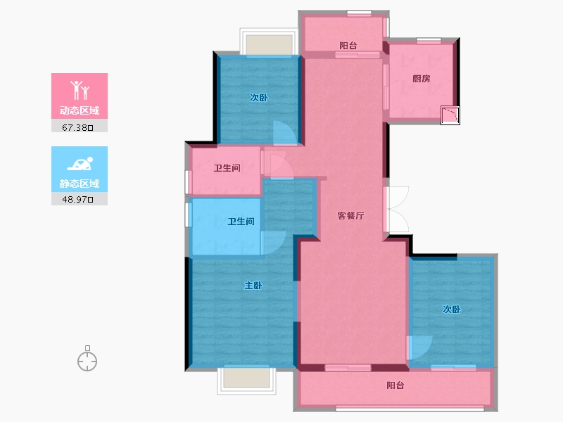 江苏省-南通市-绿城·沁园-104.00-户型库-动静分区