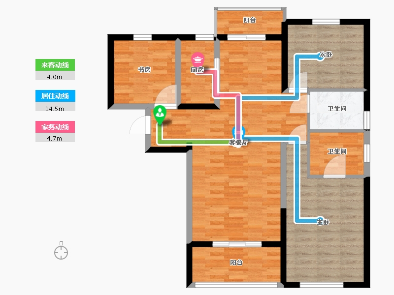 青海省-西宁市-中国铁建梧桐苑-88.81-户型库-动静线