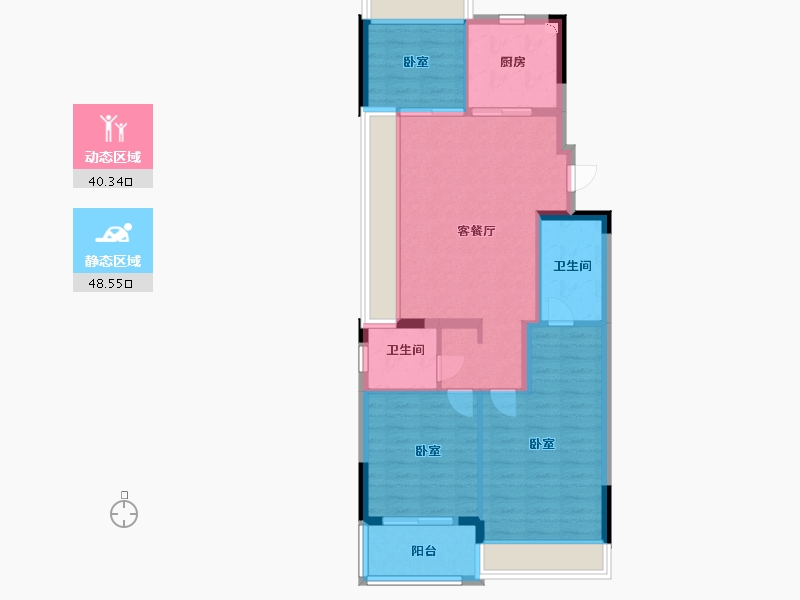 江苏省-苏州市-滨江东原·印江澜-80.00-户型库-动静分区