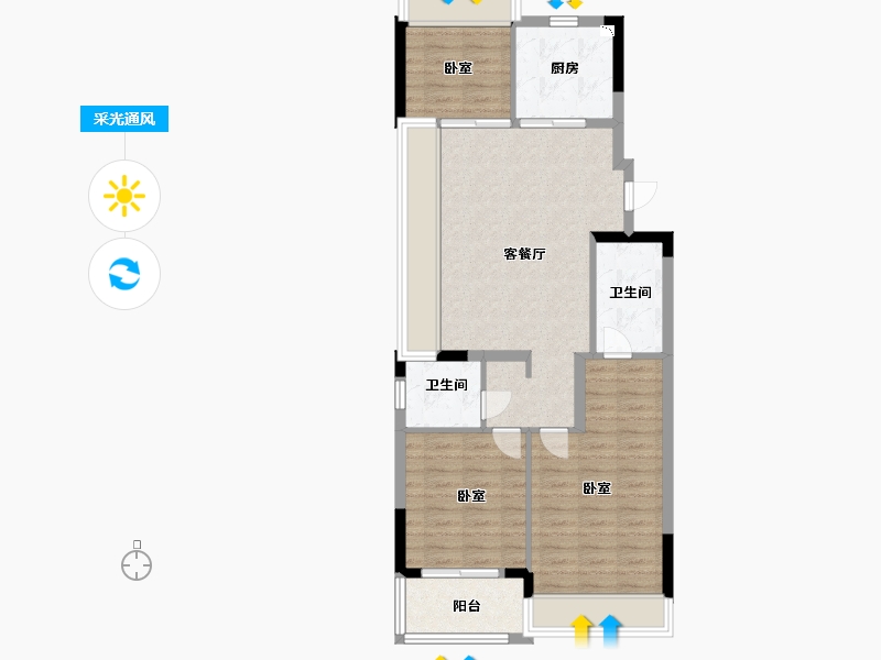 江苏省-苏州市-滨江东原·印江澜-80.00-户型库-采光通风